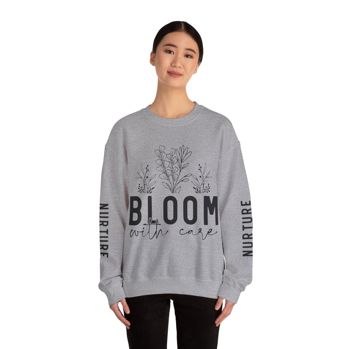 Bloom with Care Mental Health Motivational Quote Sweatshirt Unisex