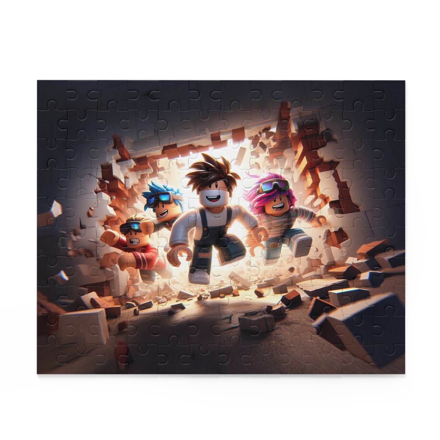 Jigsaw puzzle with cartoon characters in a room setting