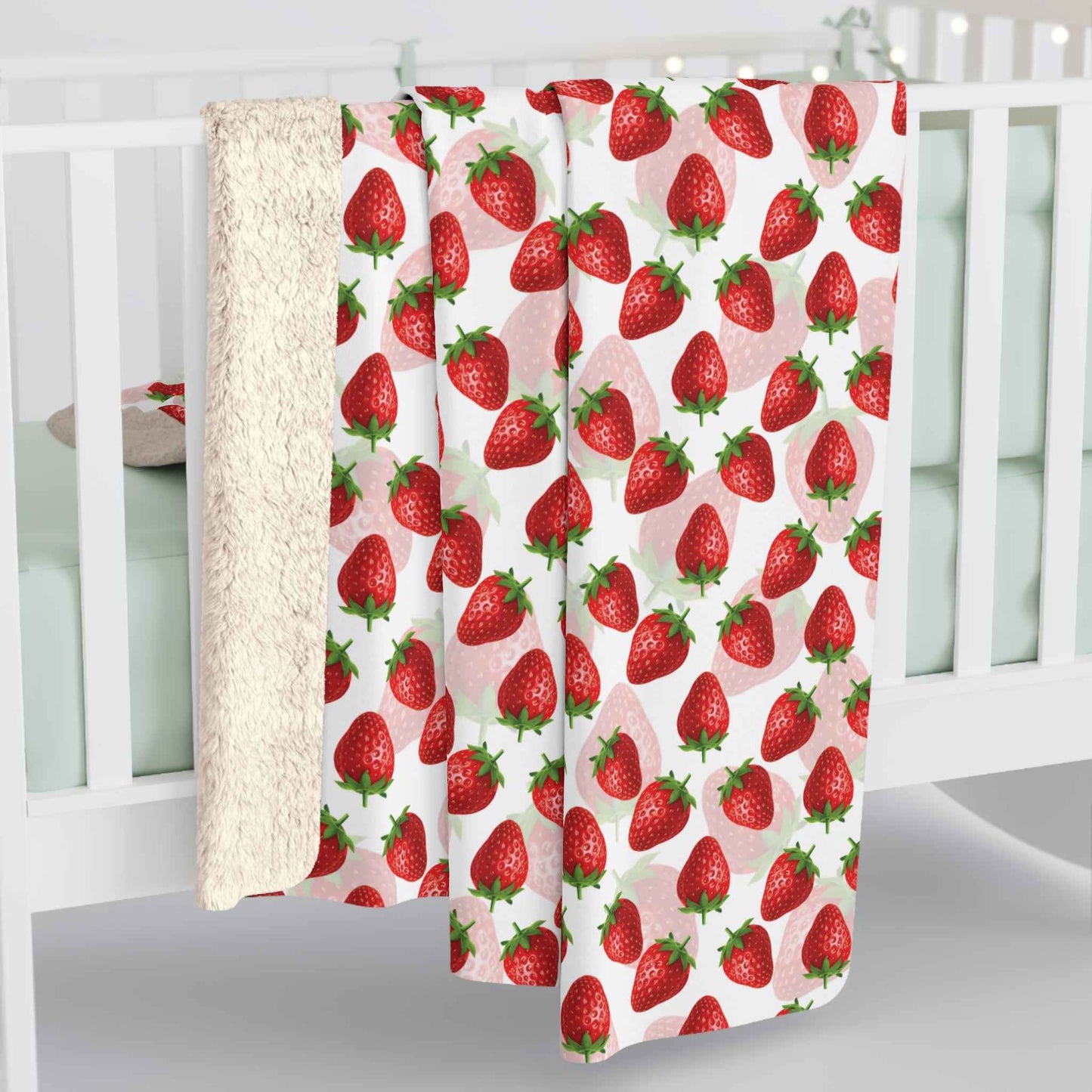 Cozy Strawberry Sherpa Blanket Cozy Fleece Throw