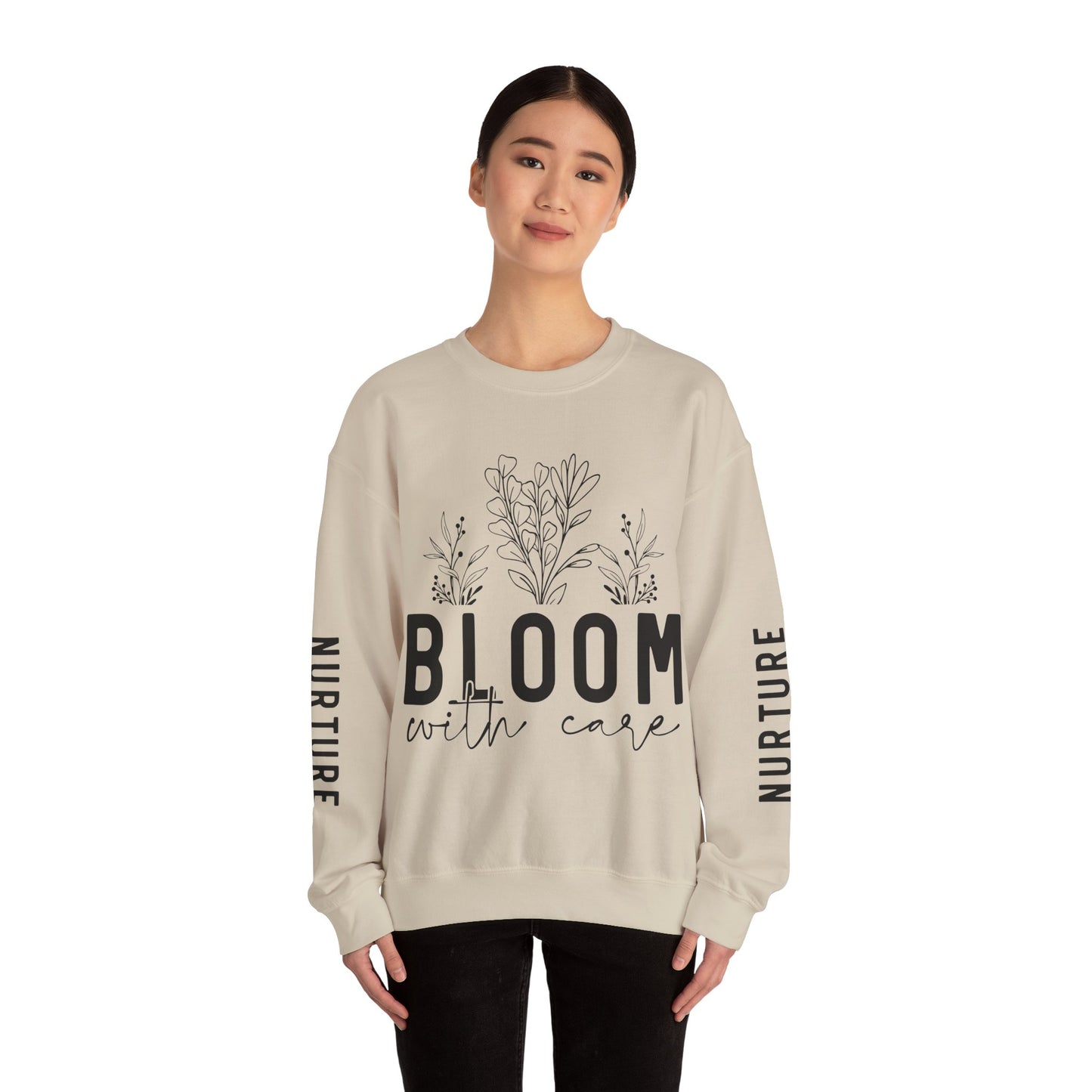 Bloom with Care Mental Health Motivational Quote Sweatshirt Unisex