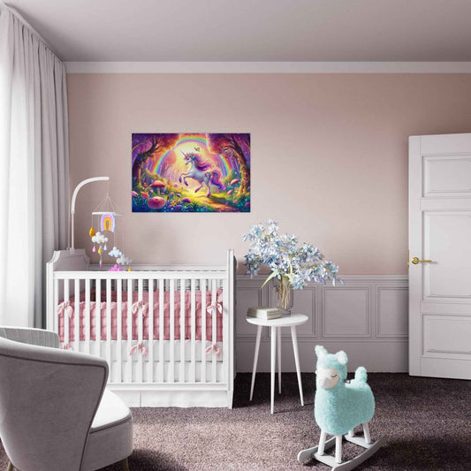 Unicorn / forest / rainbow / Aluminum Print