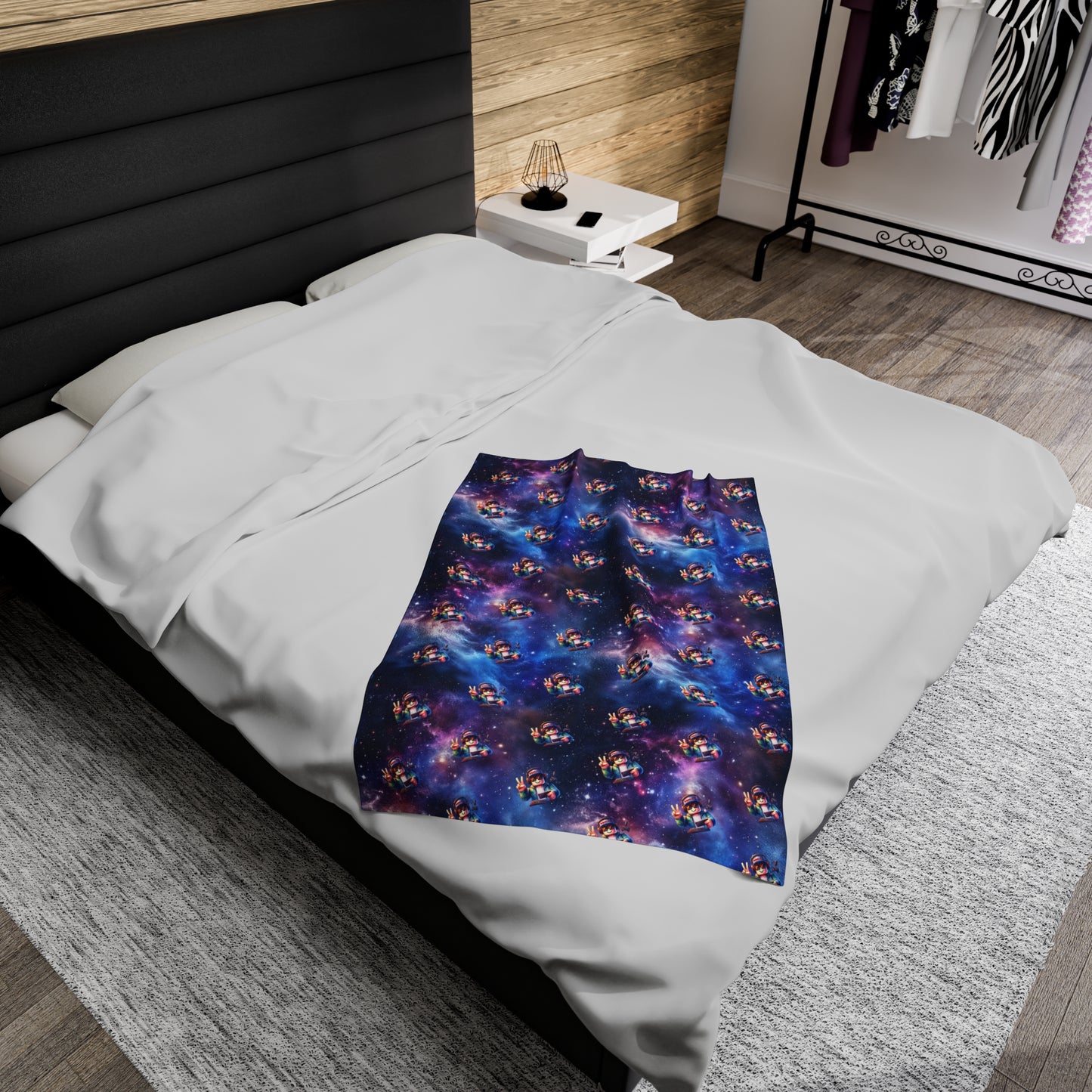 Personalised Space Galaxy Velveteen Plush Blanket / Roblox Character Throw Blanket