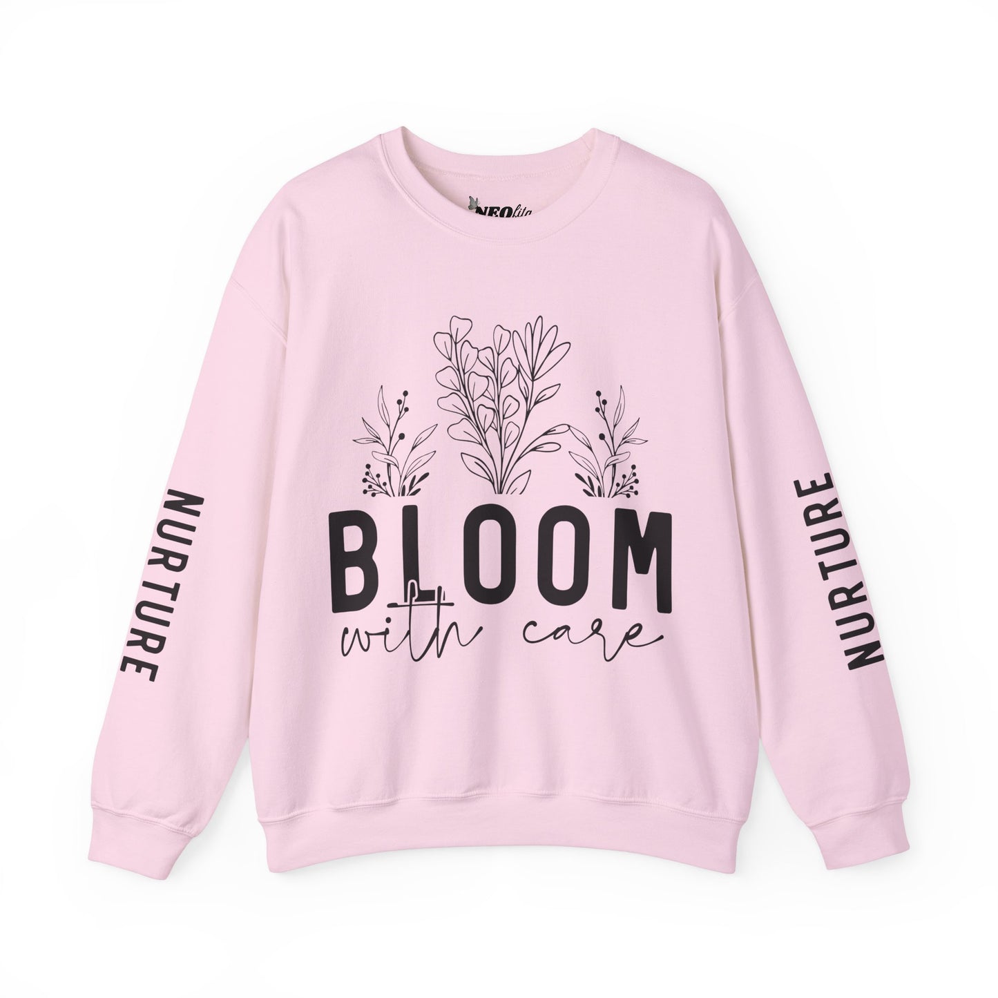 Bloom with Care Mental Health Motivational Quote Sweatshirt Unisex