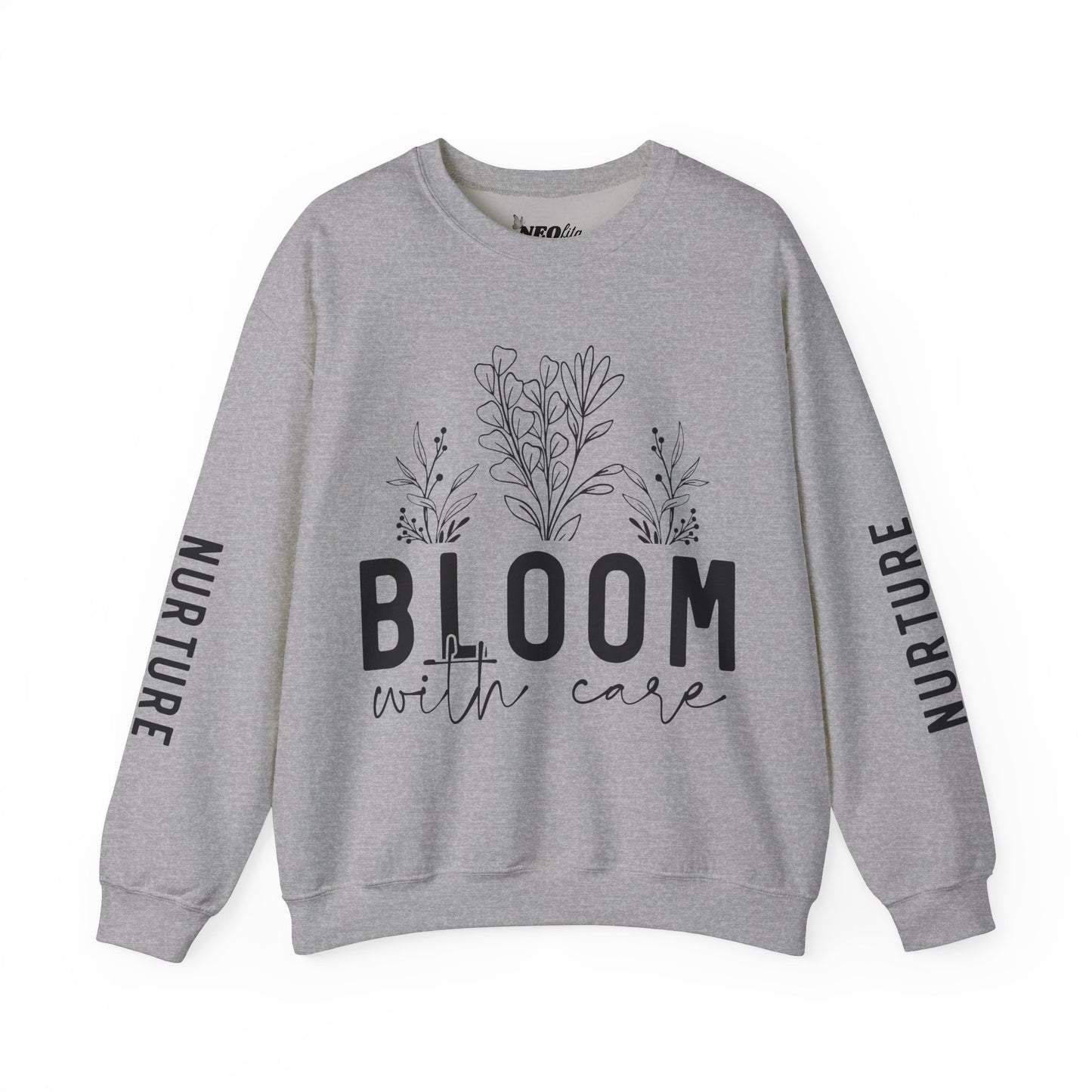 Bloom with Care Mental Health Motivational Quote Sweatshirt Unisex