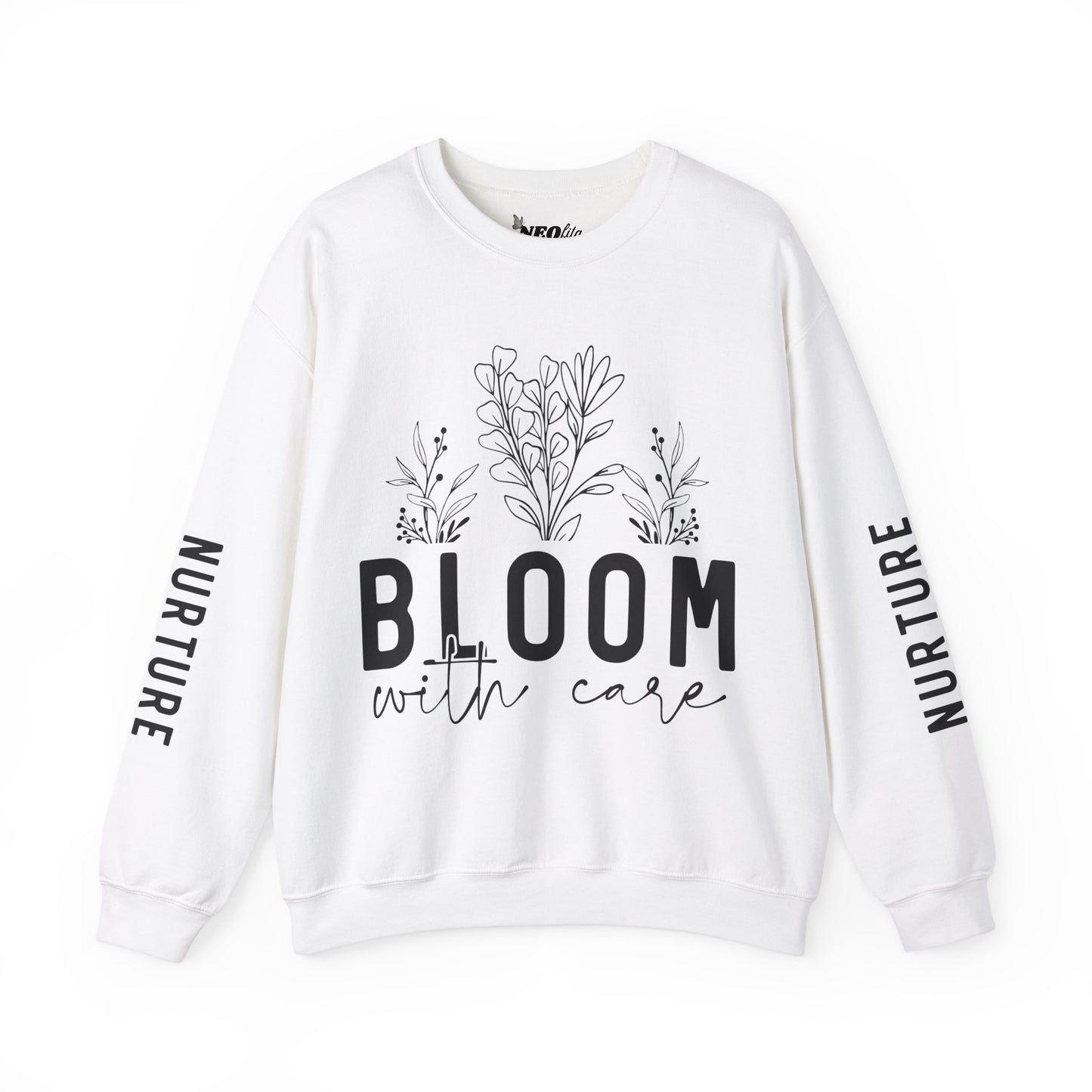 Bloom with Care Mental Health Motivational Quote Sweatshirt Unisex
