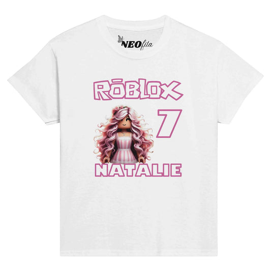 Personalised Roblox Girl Character Birthday Classic Cotton Kids T-shirt