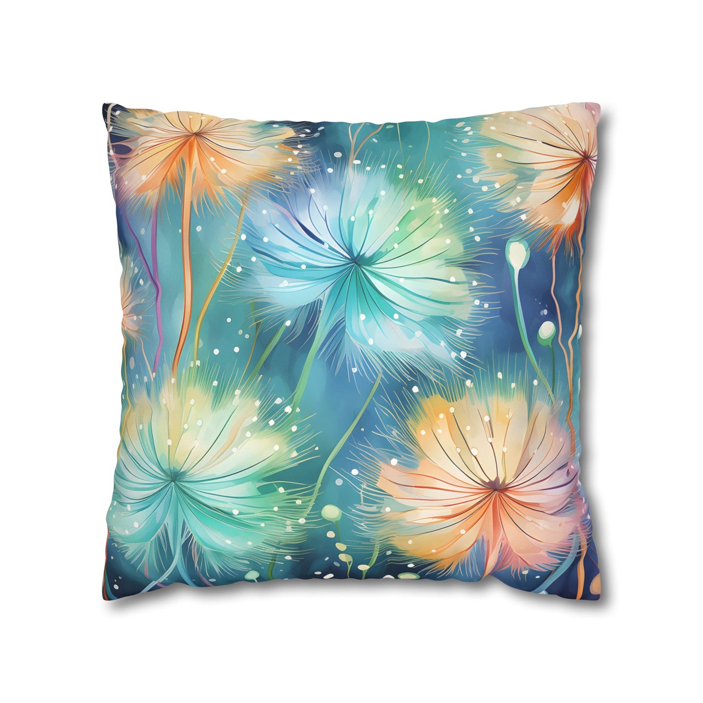 Faux Suede Pillowcase Dandelions Design
