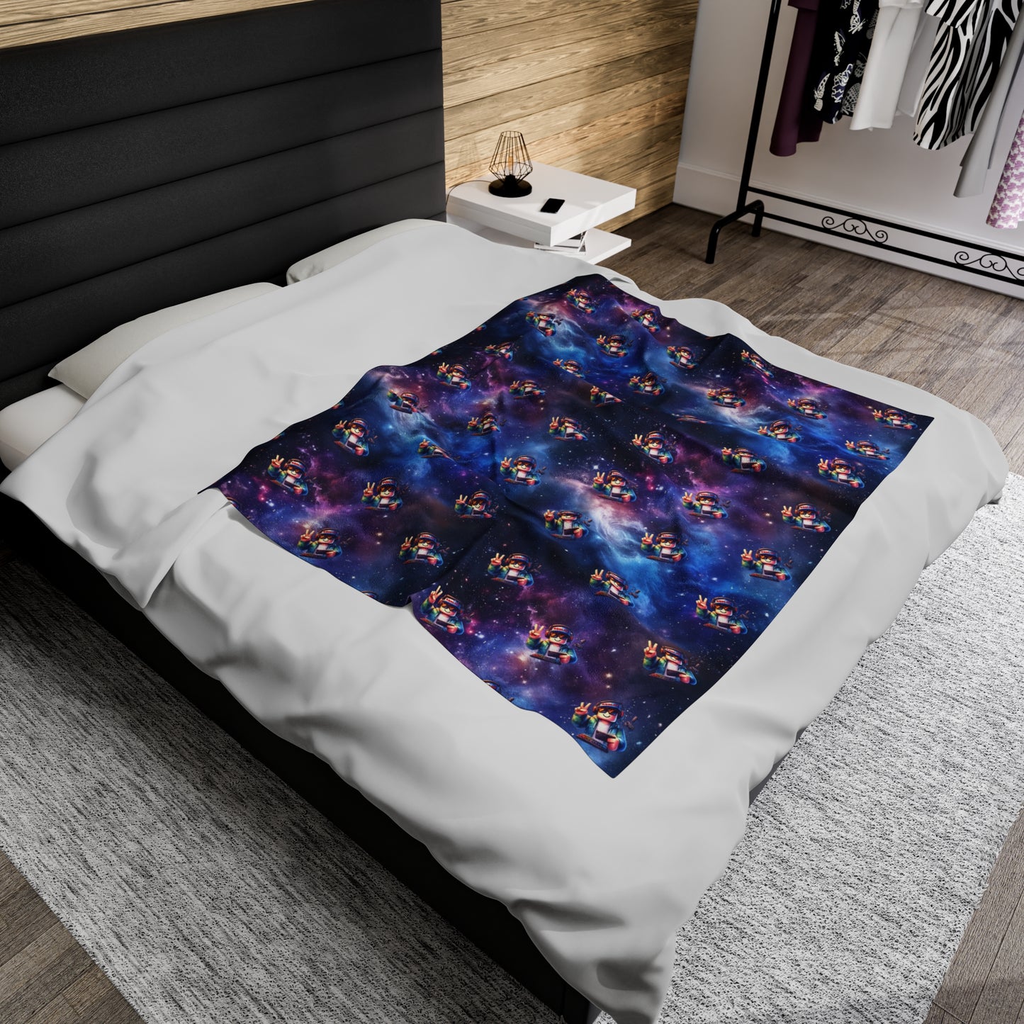 Personalised Space Galaxy Velveteen Plush Blanket / Roblox Character Throw Blanket