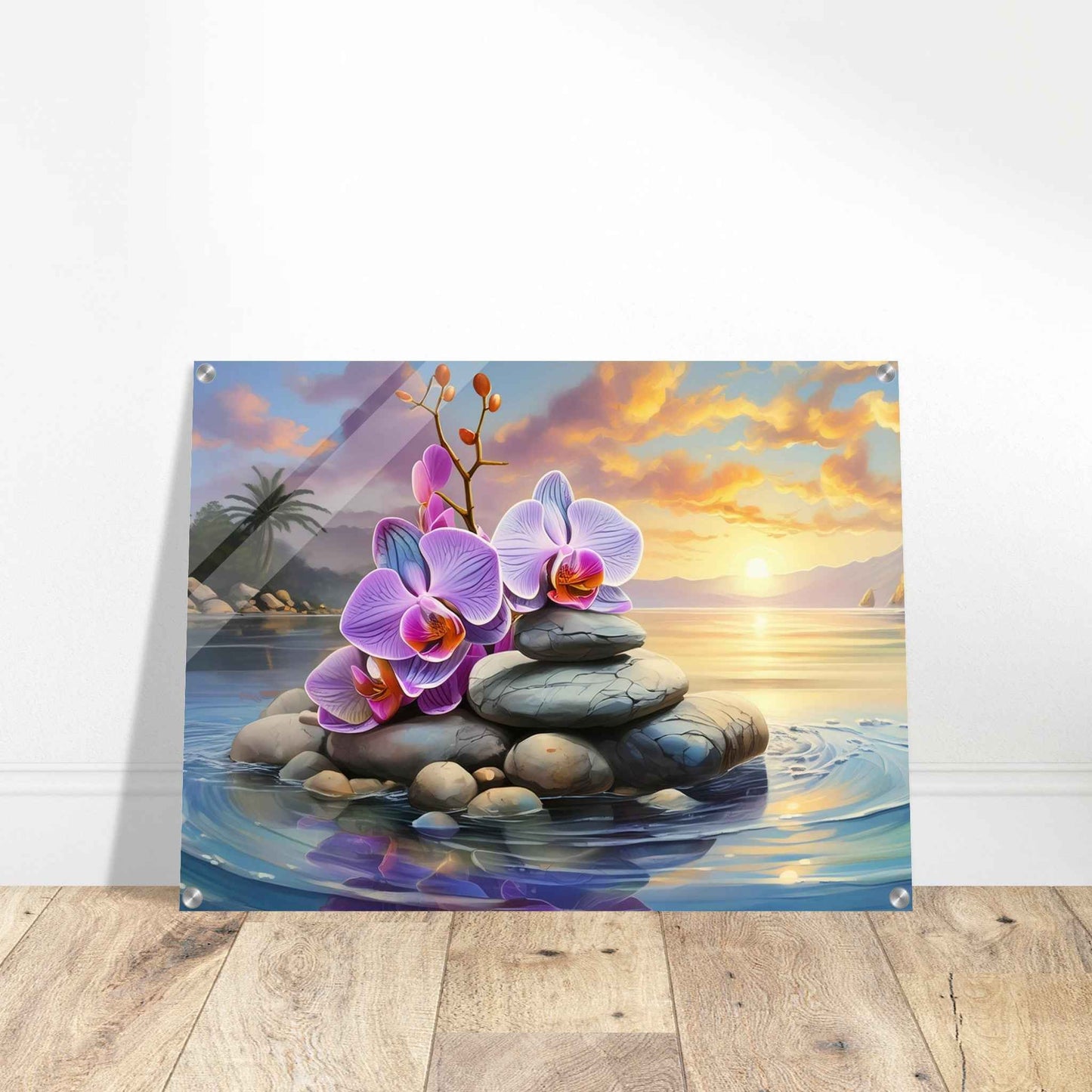 Orchid Zen Picture / Glossy Acrylic Wall Art