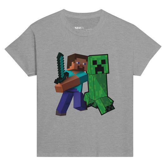 Steve and Creeper Minecraft inspired Kids Classic Cotton T-shirt