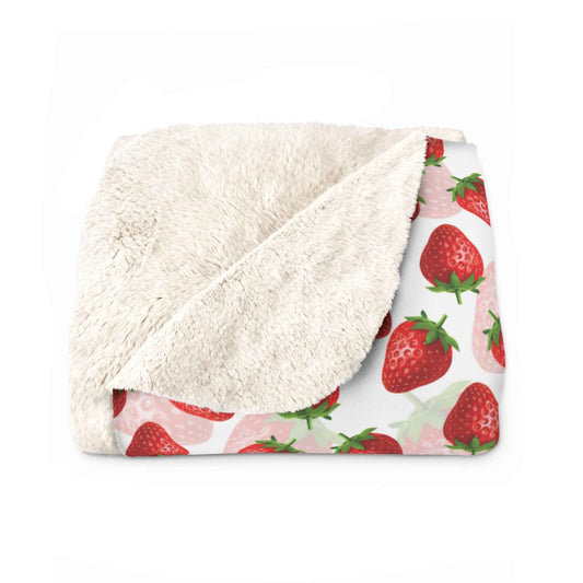 Cozy Strawberry Sherpa Blanket Cozy Fleece Throw