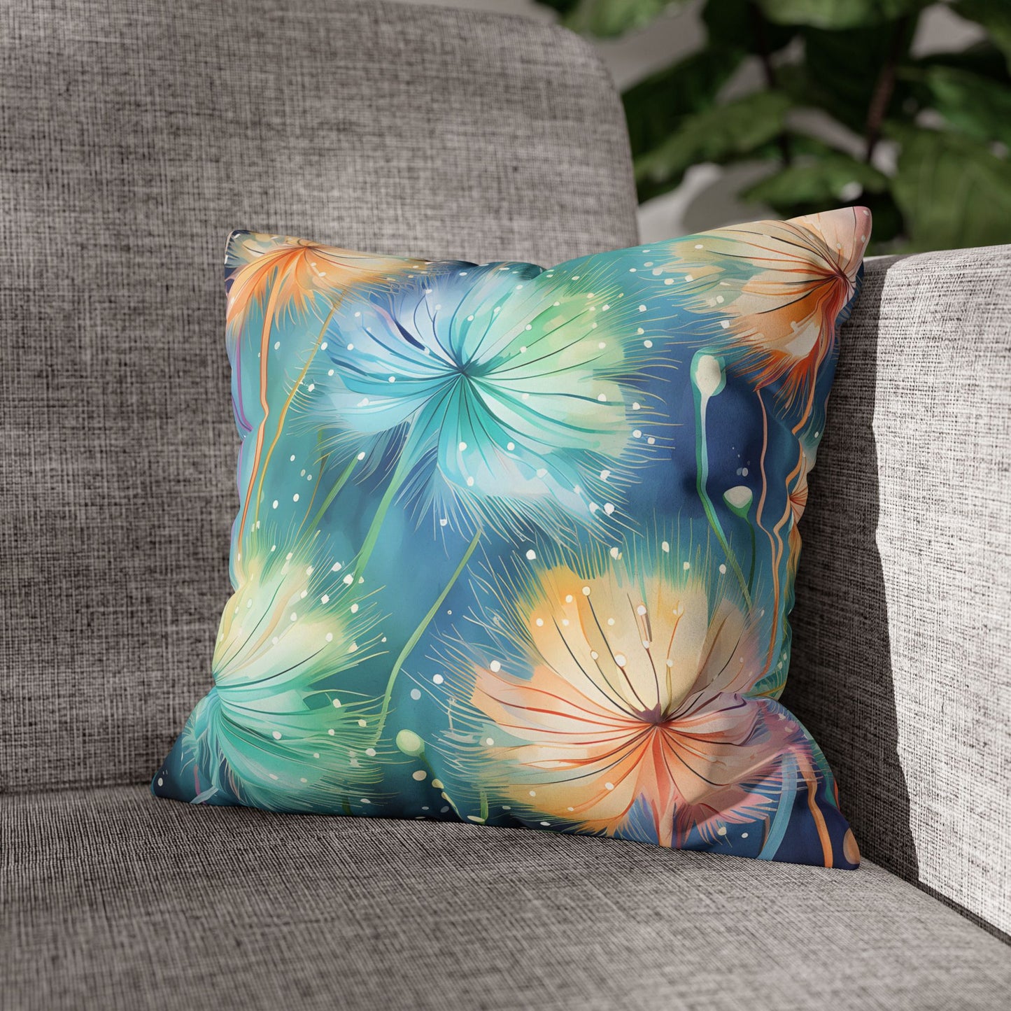 Faux Suede Pillowcase Dandelions Design