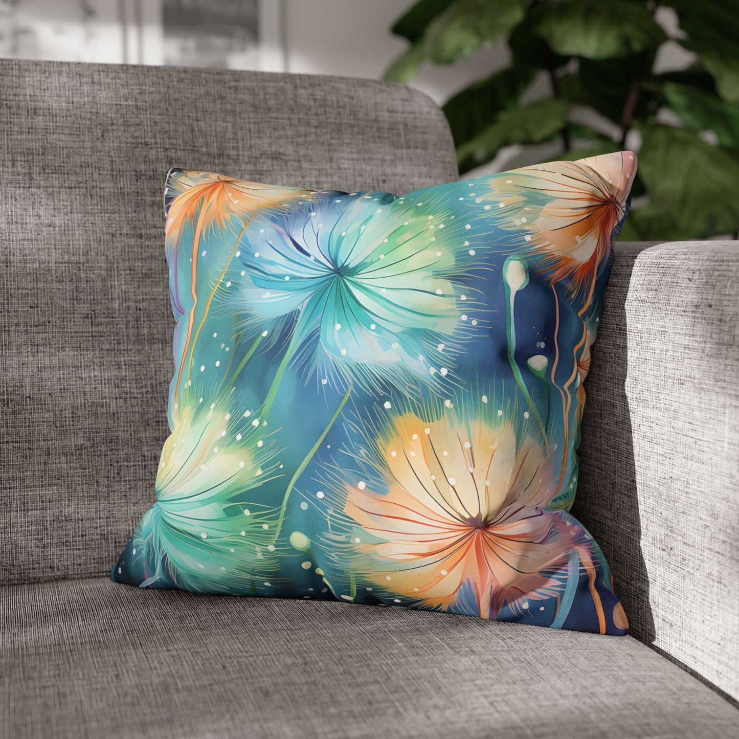 Faux Suede Pillowcase Dandelions Design