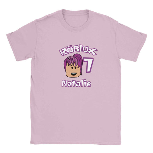Personalised Roblox / Girl Character / Kids / Birthday Classic Cotton T-shirt