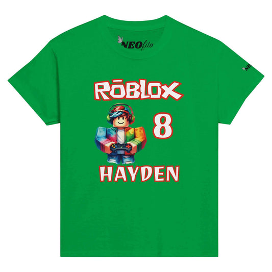 Personalised Roblox Boy Character Birthday Classic Cotton Kids T-shirt