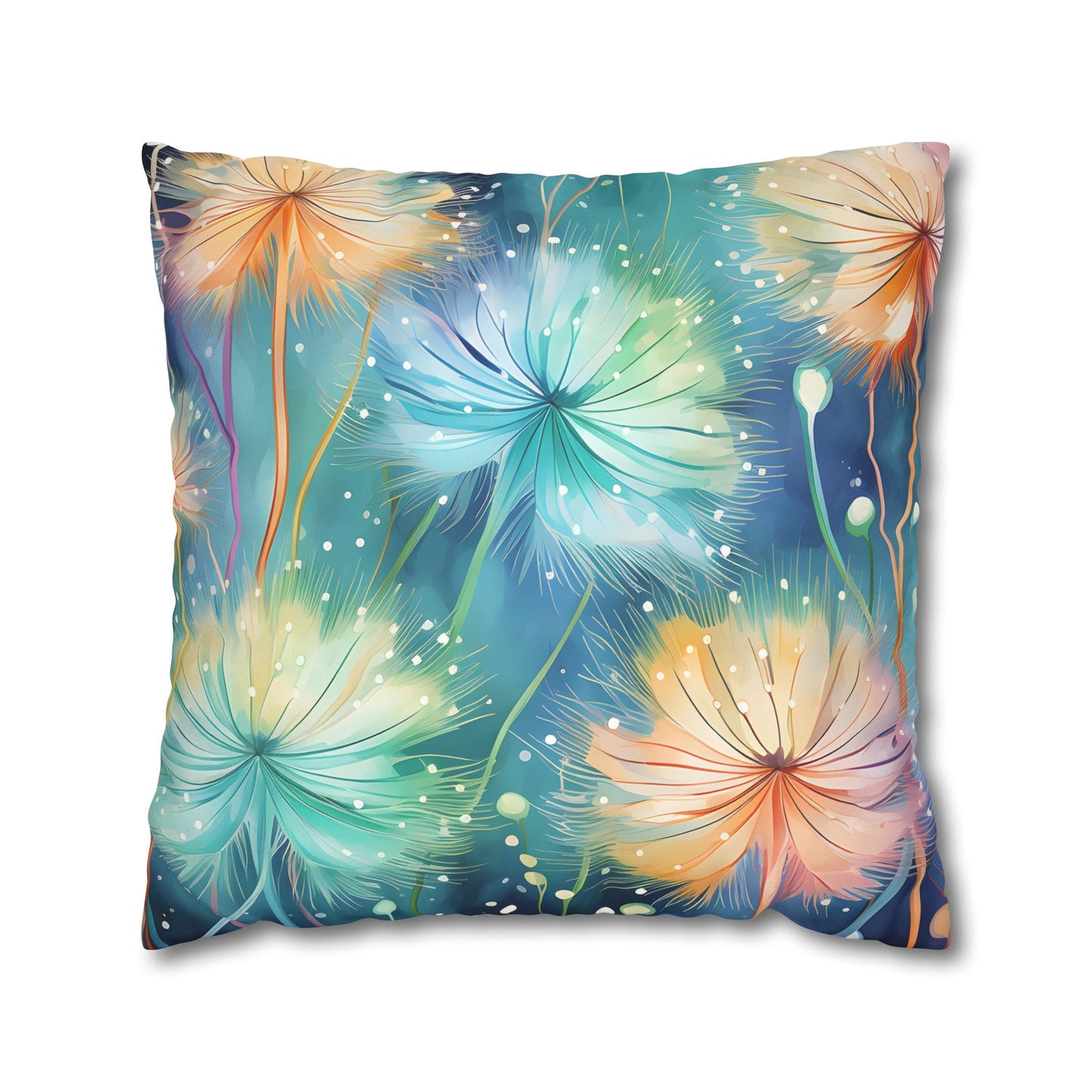 Faux Suede Pillowcase Dandelions Design