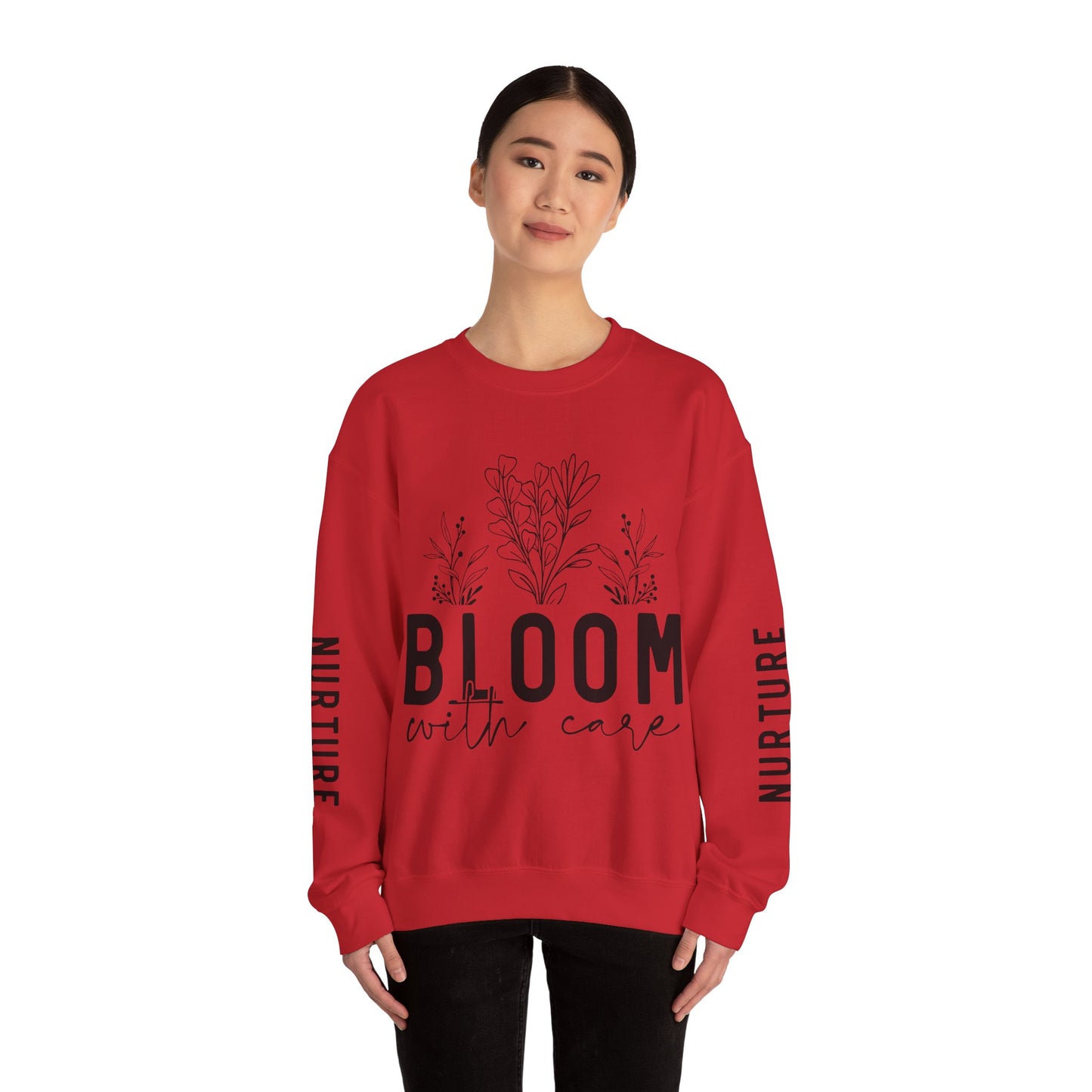 Bloom with Care Mental Health Motivational Quote Sweatshirt Unisex