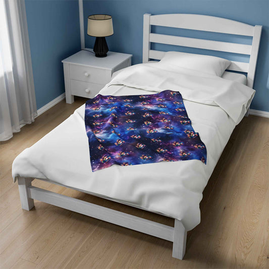 Personalised Space Galaxy Velveteen Plush Blanket / Roblox Character Throw Blanket