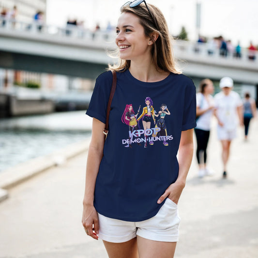Teen K-Pop Demon Hunters T-Shirt Huntrix Women Classic Cotton - Neofita Designs