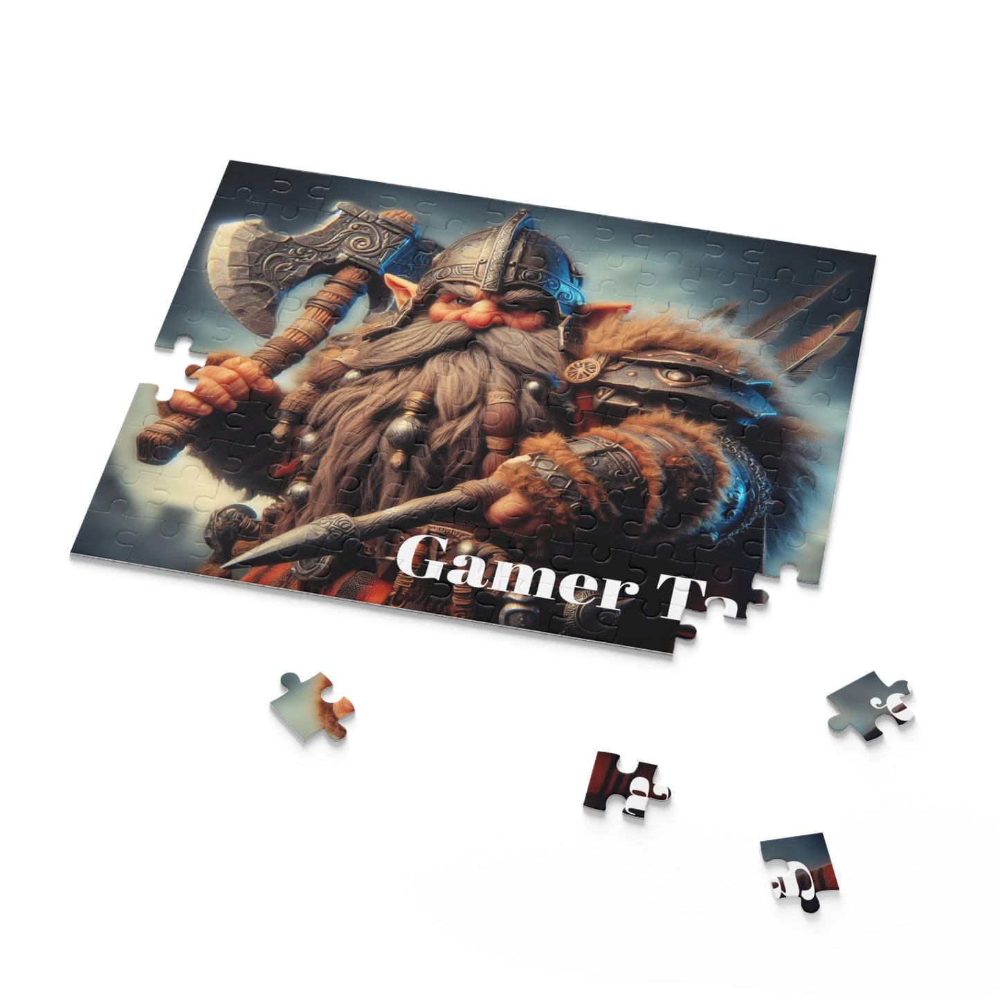 dwarf-themed puzzle with 'Gamer' text on a white background
