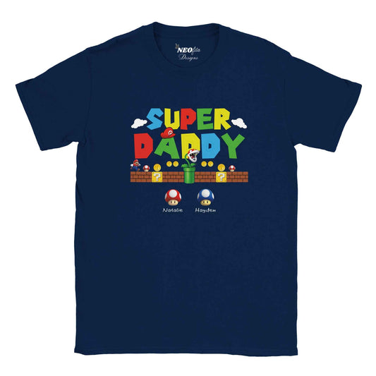 Personalised Super Daddy / Mario / Classic Cotton T-shirt