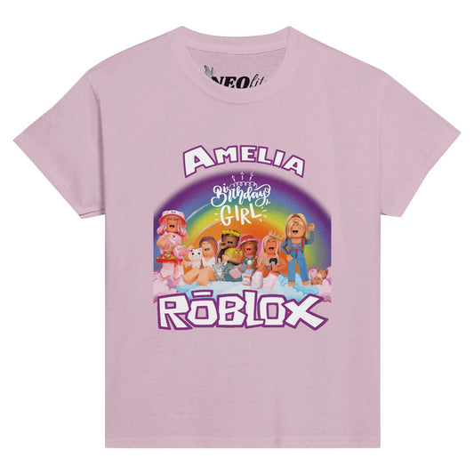 Personalised Roblox / Girl Charcters / Birthday Classic Cotton T-shirt - Neofita Designs