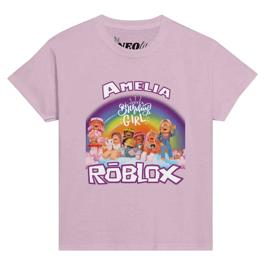 Personalised Roblox / Girl Charcters / Birthday Classic Cotton T-shirt