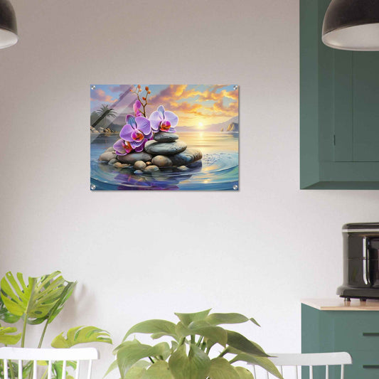 Orchid Zen Picture / Glossy Acrylic Wall Art
