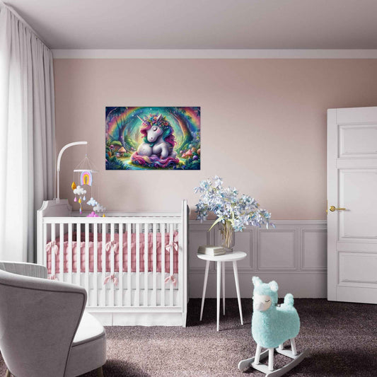 Unicorn / forest / rainbow / Aluminum Print