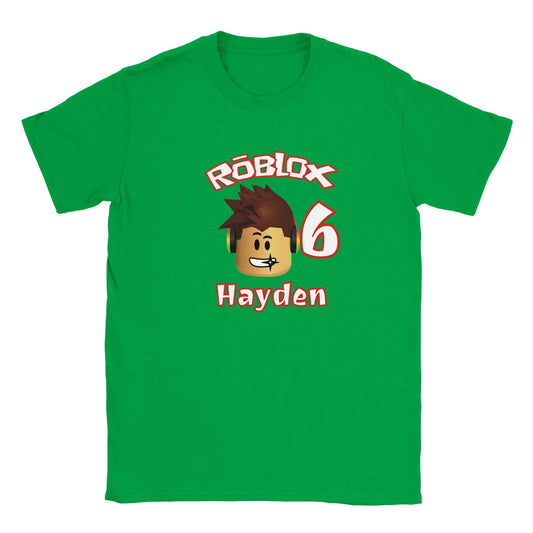 Personalised Roblox / Boy Character / Kids / Birthday Classic Cotton T-shirt
