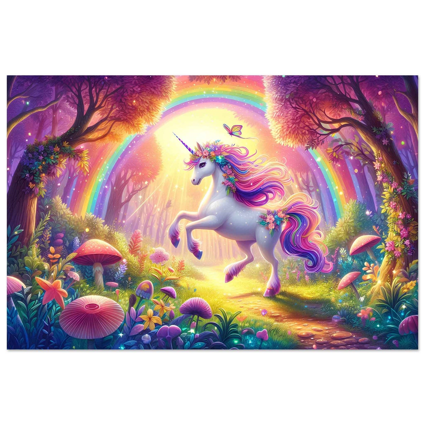Unicorn / forest / rainbow / Aluminum Print