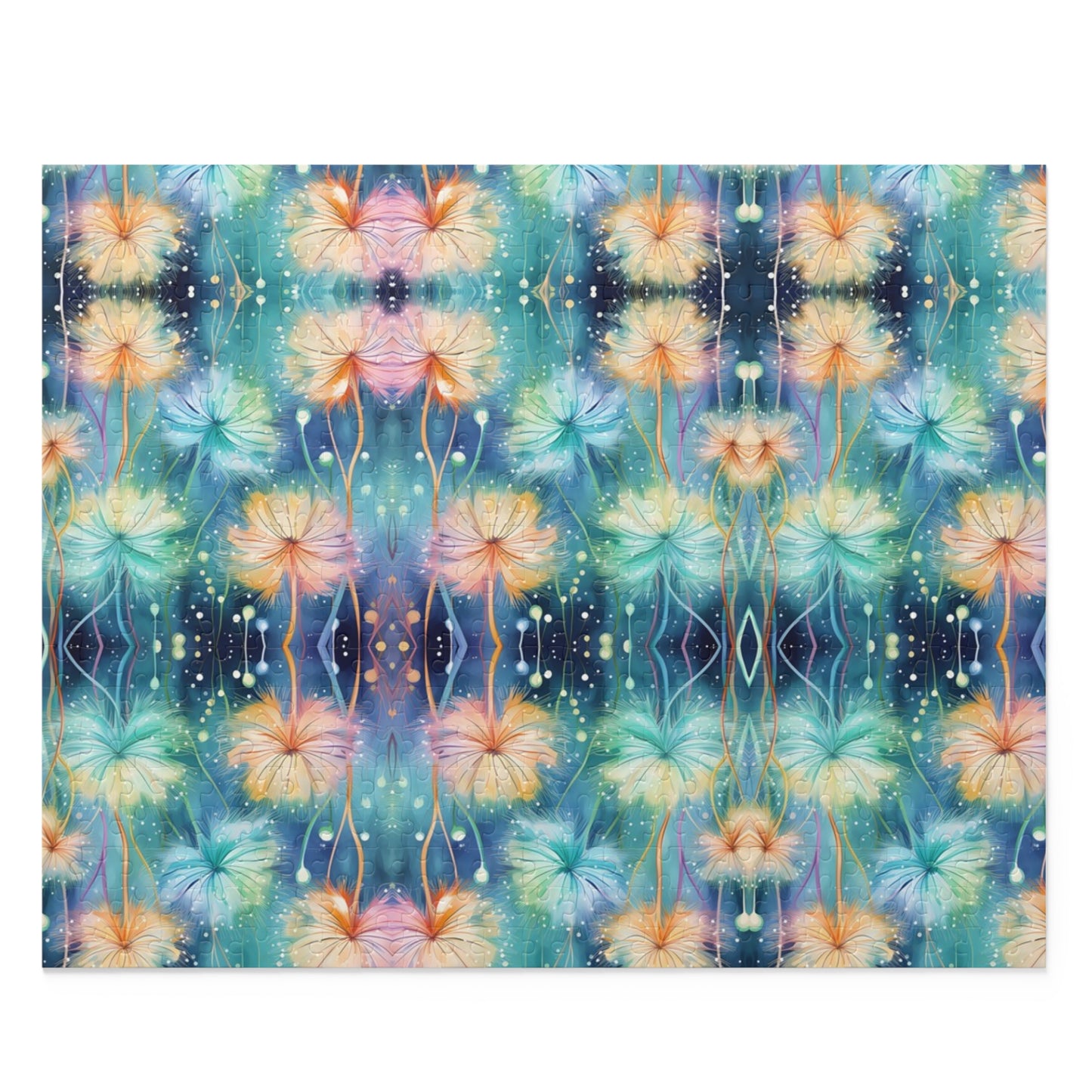 Mandala design with colorful flowers on a blue background