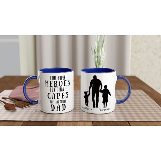 Personalised Super Hero Dad Mug / 2 Children - Neofita Designs