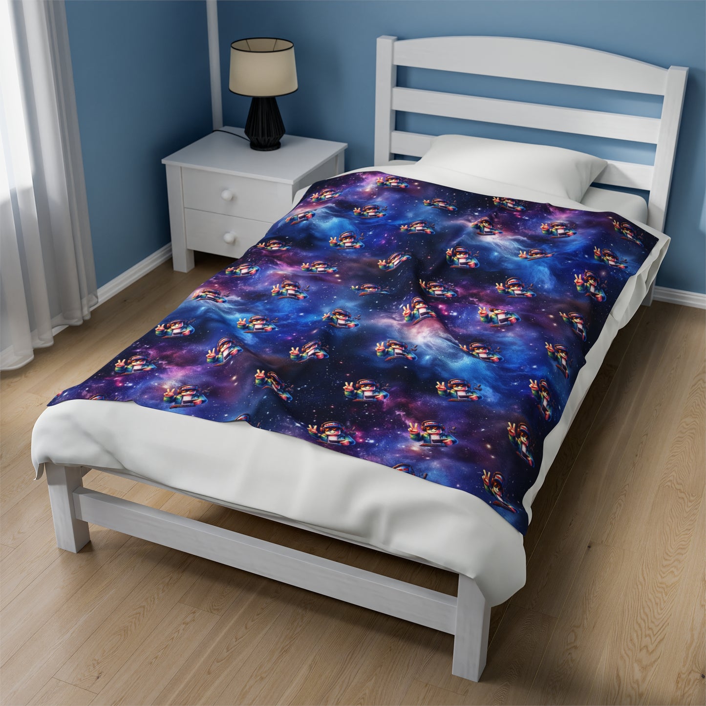 Personalised Space Galaxy Velveteen Plush Blanket / Roblox Character Throw Blanket