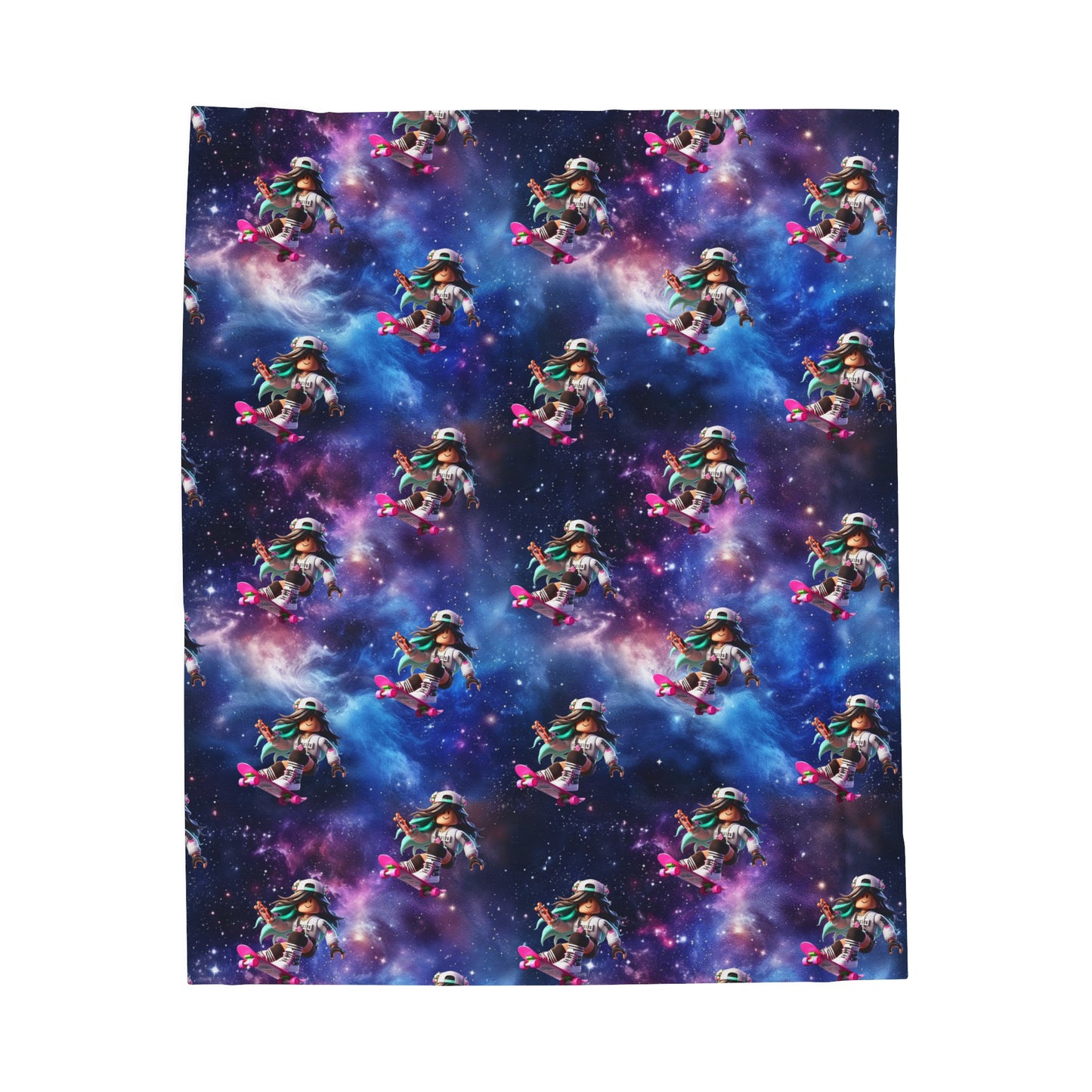 Personalised Galaxy Roblox Skater Girl Velveteen Plush Blanket