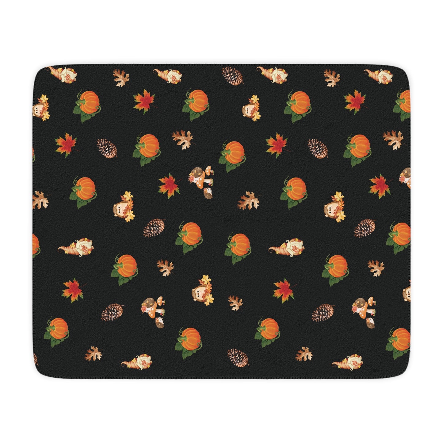 Sherpa Blanket Autumn Pumpkin Gnome Blanket for Cozy Days & Nights at Home or Out, Fall Leaves Decor