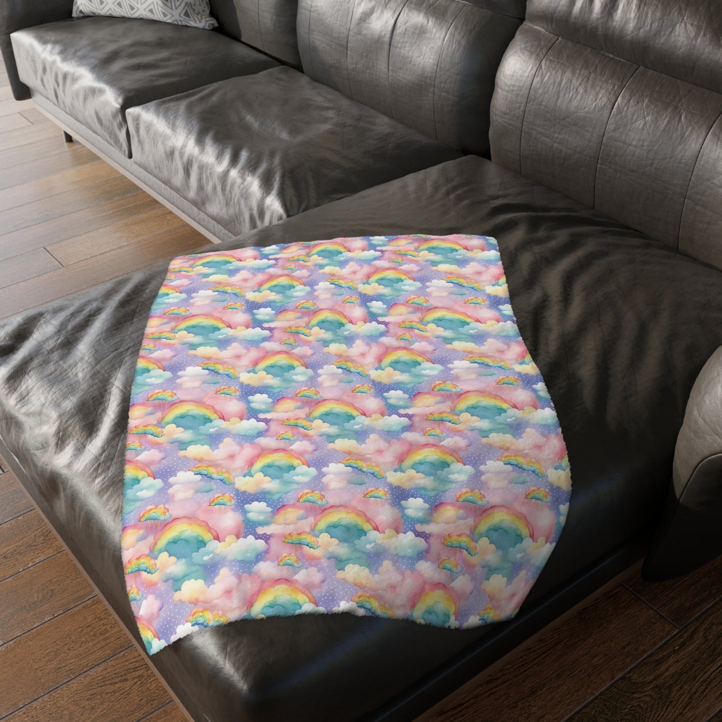 Personalised Unicorn - Rainbow Velveteen Microfiber Blanket / Double Sided Print