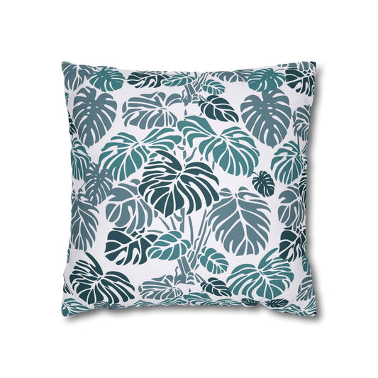 Faux Suede Pillowcase with Botanical Leaf Design