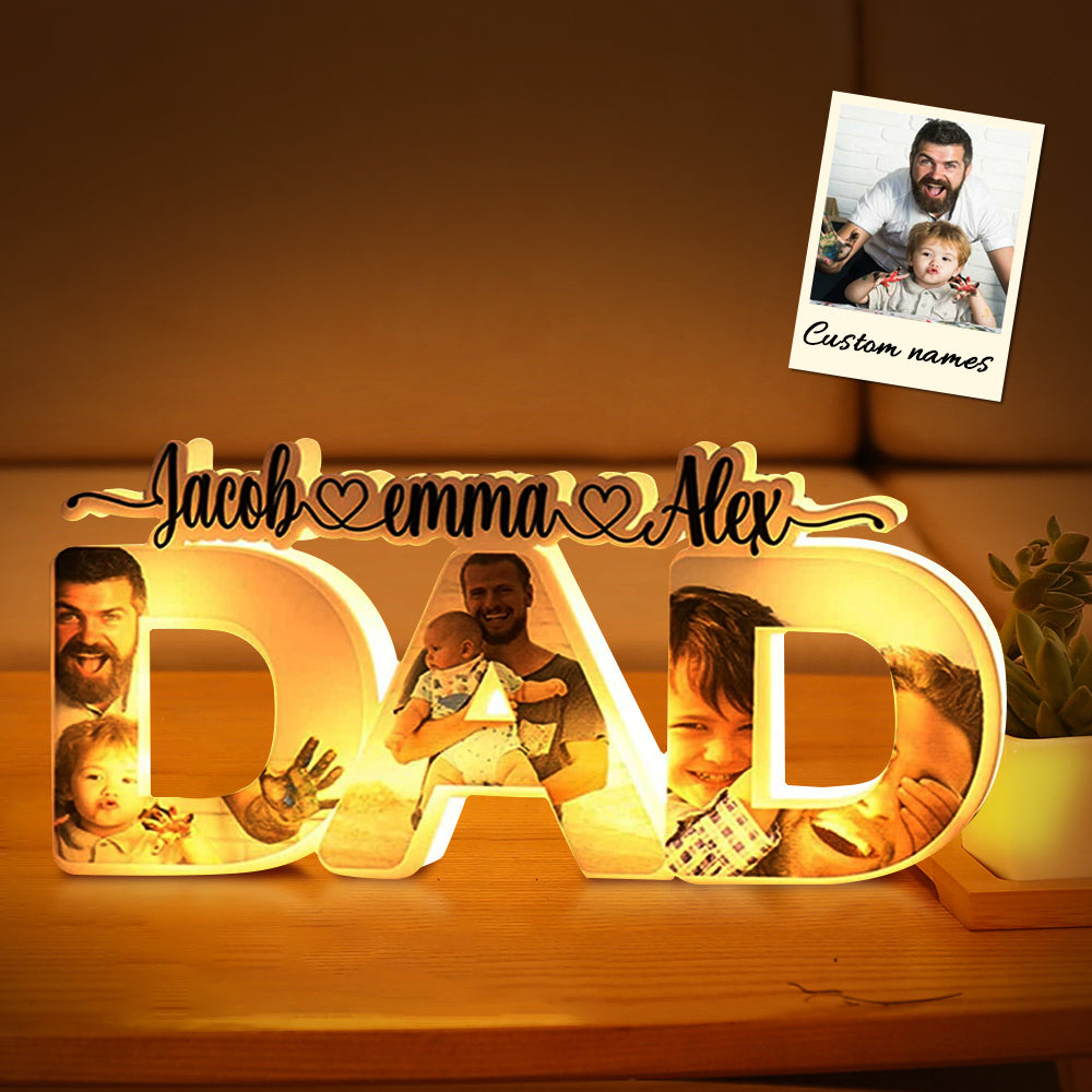 Personalized DAD Night Lamp / Family Photo with Name / Acrylic