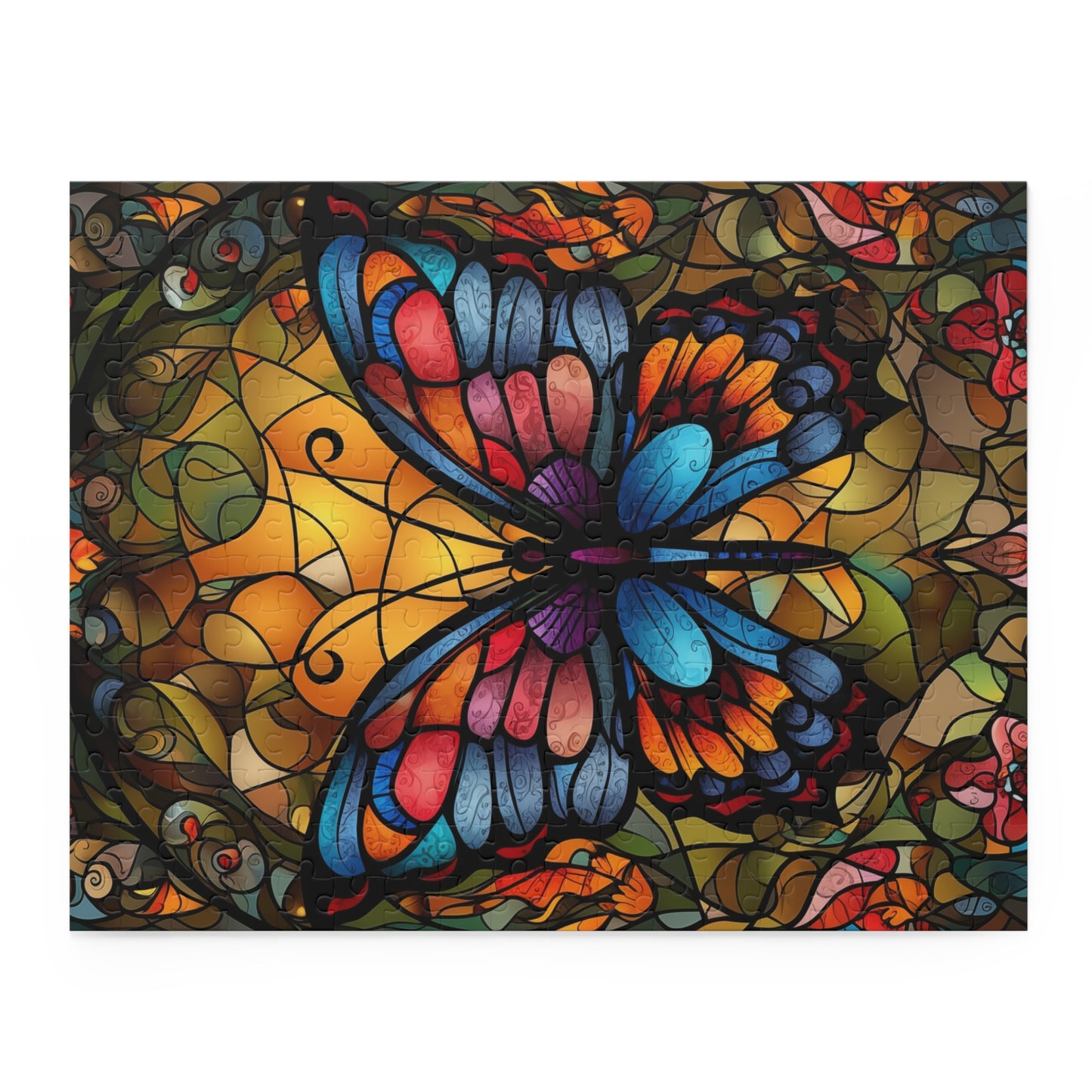stained glass effect Colorful butterfly design on a stained glass pattern