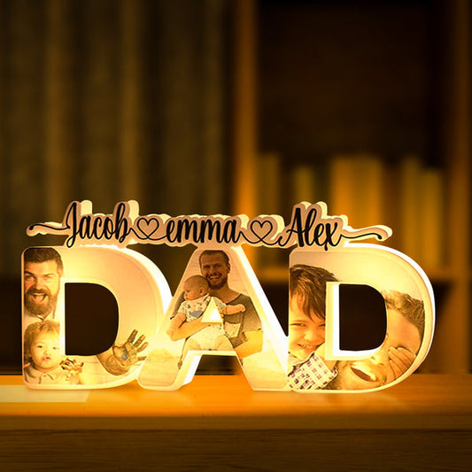 Personalized DAD Night Lamp / Family Photo with Name / Acrylic