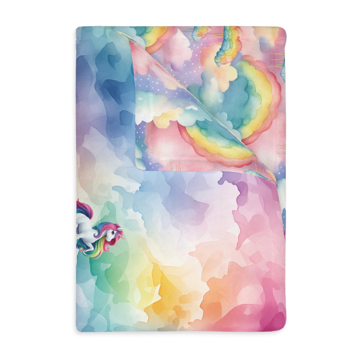 Personalised Unicorn - Rainbow Velveteen Microfiber Blanket / Double Sided Print