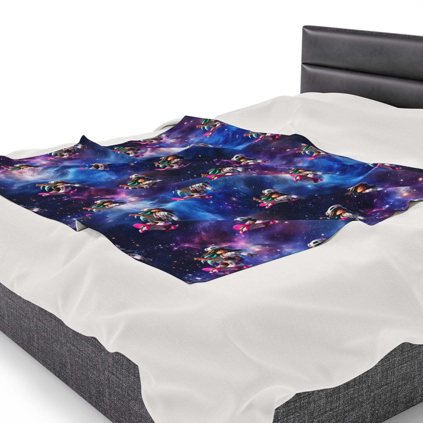 Personalised Galaxy Roblox Skater Girl Velveteen Plush Blanket