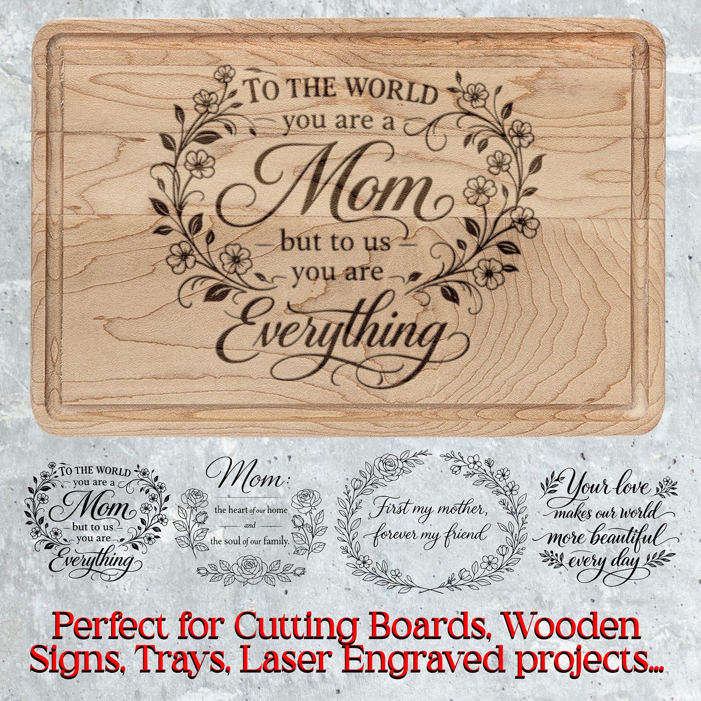 Mom & Stepmom Cutting Board SVG Bundle