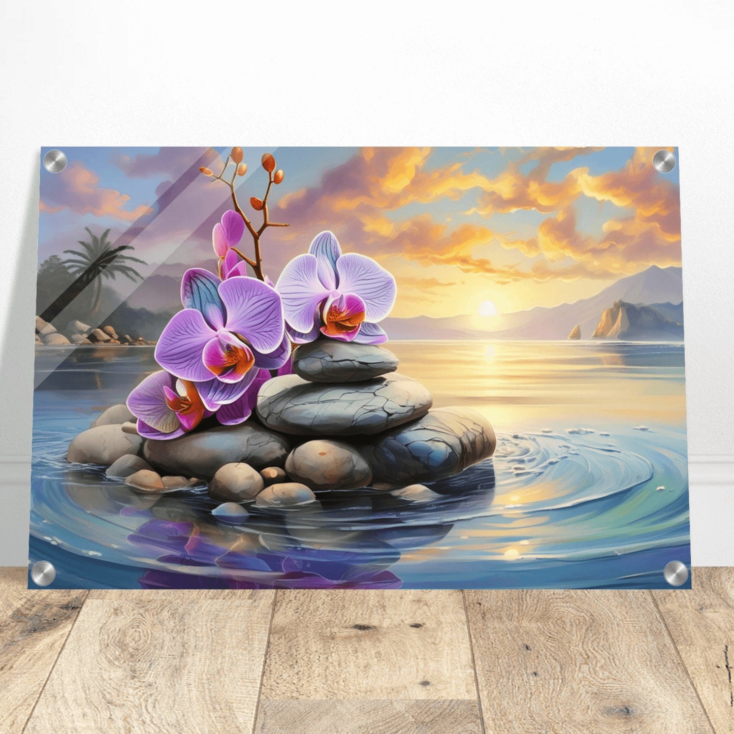 Orchid Zen Picture / Glossy Acrylic Wall Art