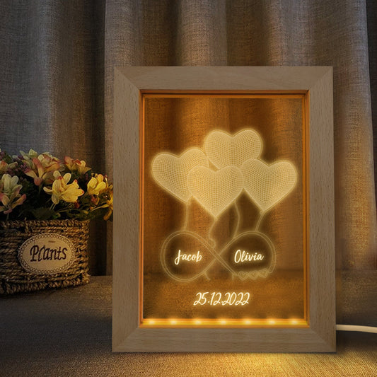 Personalised 3D Heart Wooden Frame / Infinity Night Light