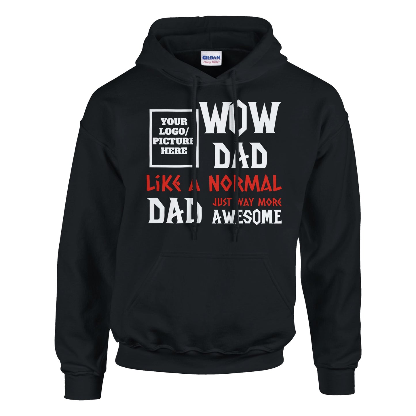 Black hoodie with text design on a white background