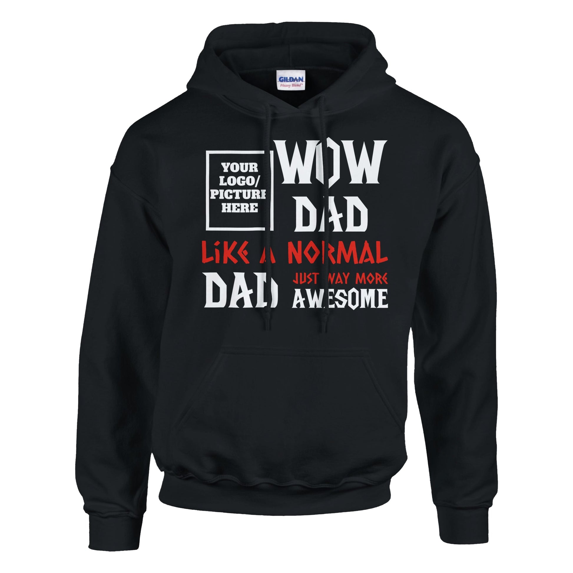Black hoodie with text design on a white background