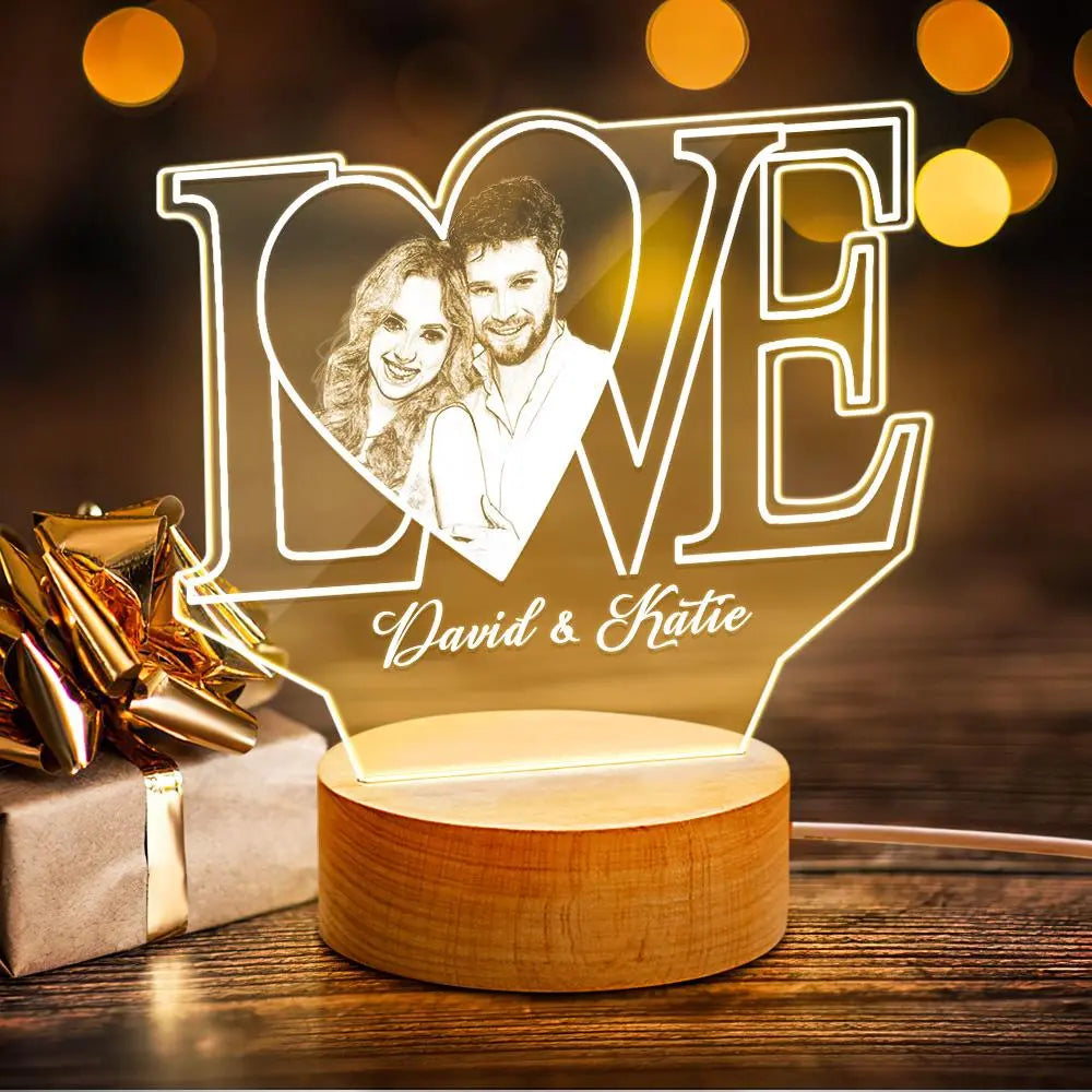 Personalized LOVE Night Light / Text & Photo / 3D Acrylic