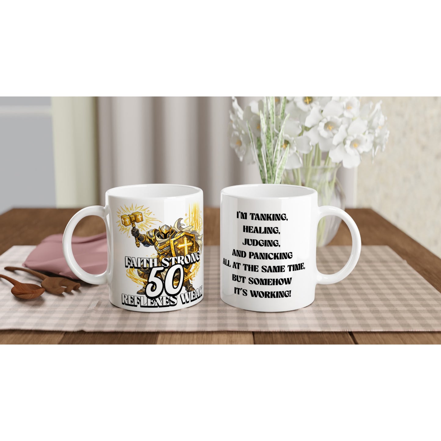 Personalised Funny 50th Birthday Paladin Gamer Mug - Neofita Designs